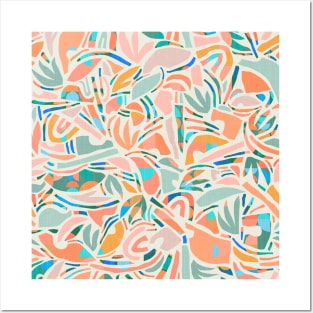 Tropical Cut-Out Shapes in Mint and Orange Posters and Art